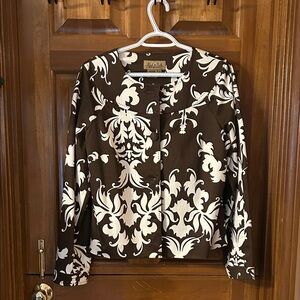 Peck & Peck Brown and White Floral Button Down Shirt